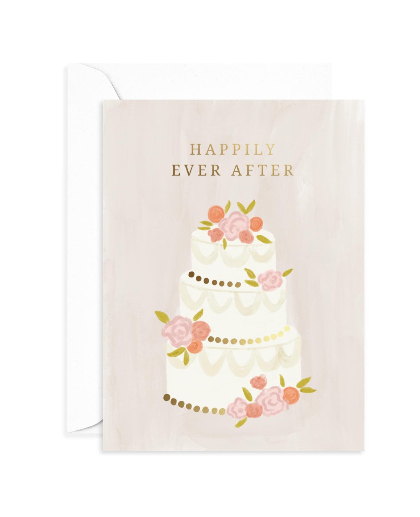 Wedding Cake Card | Happily Ever After A2 Engagement Greeting Card | Foil Letter-Pressed