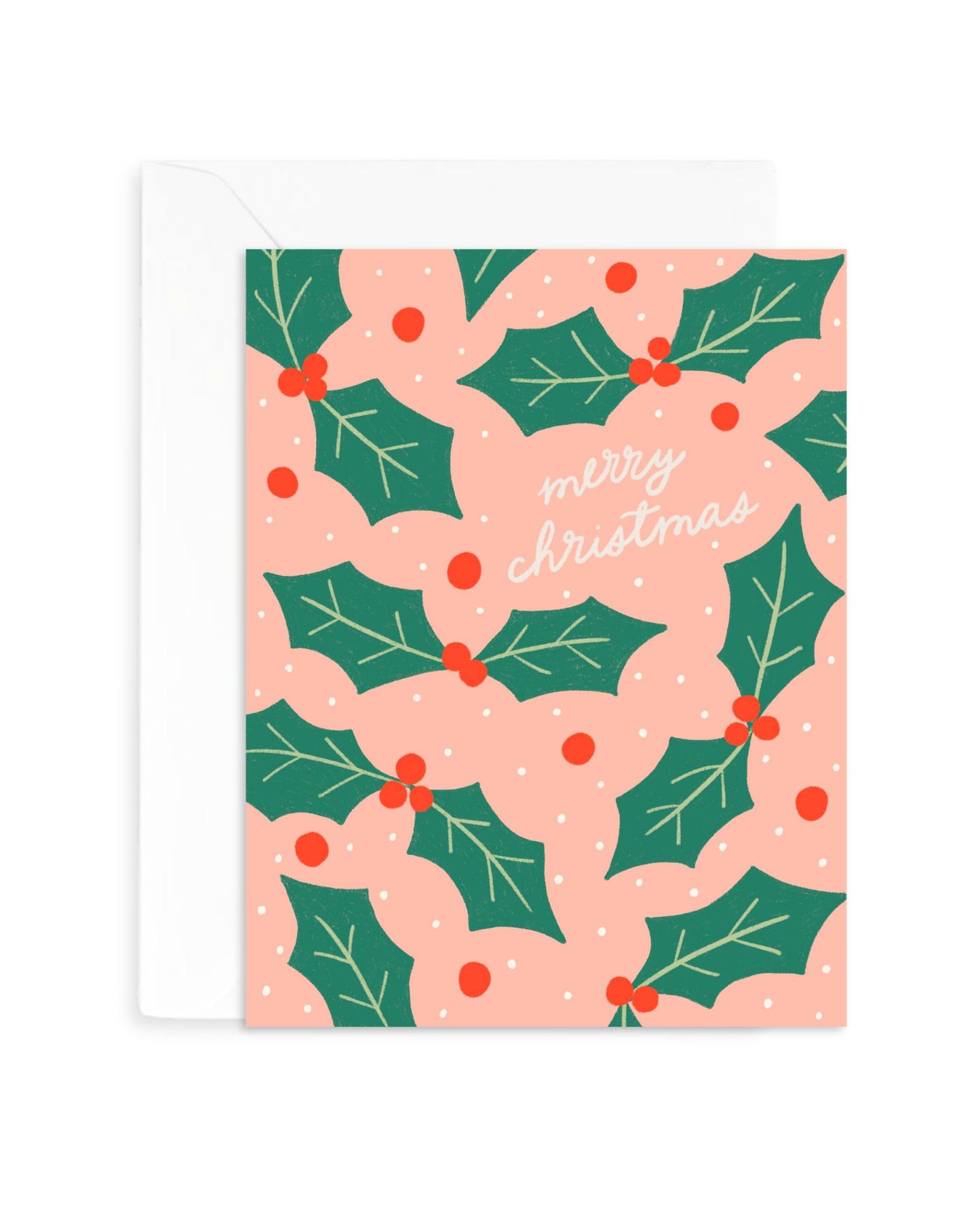 Christmas Holly Card | Cute Christmas Greeting Card Hand-Drawn Design | A2 Blank Holiday Card