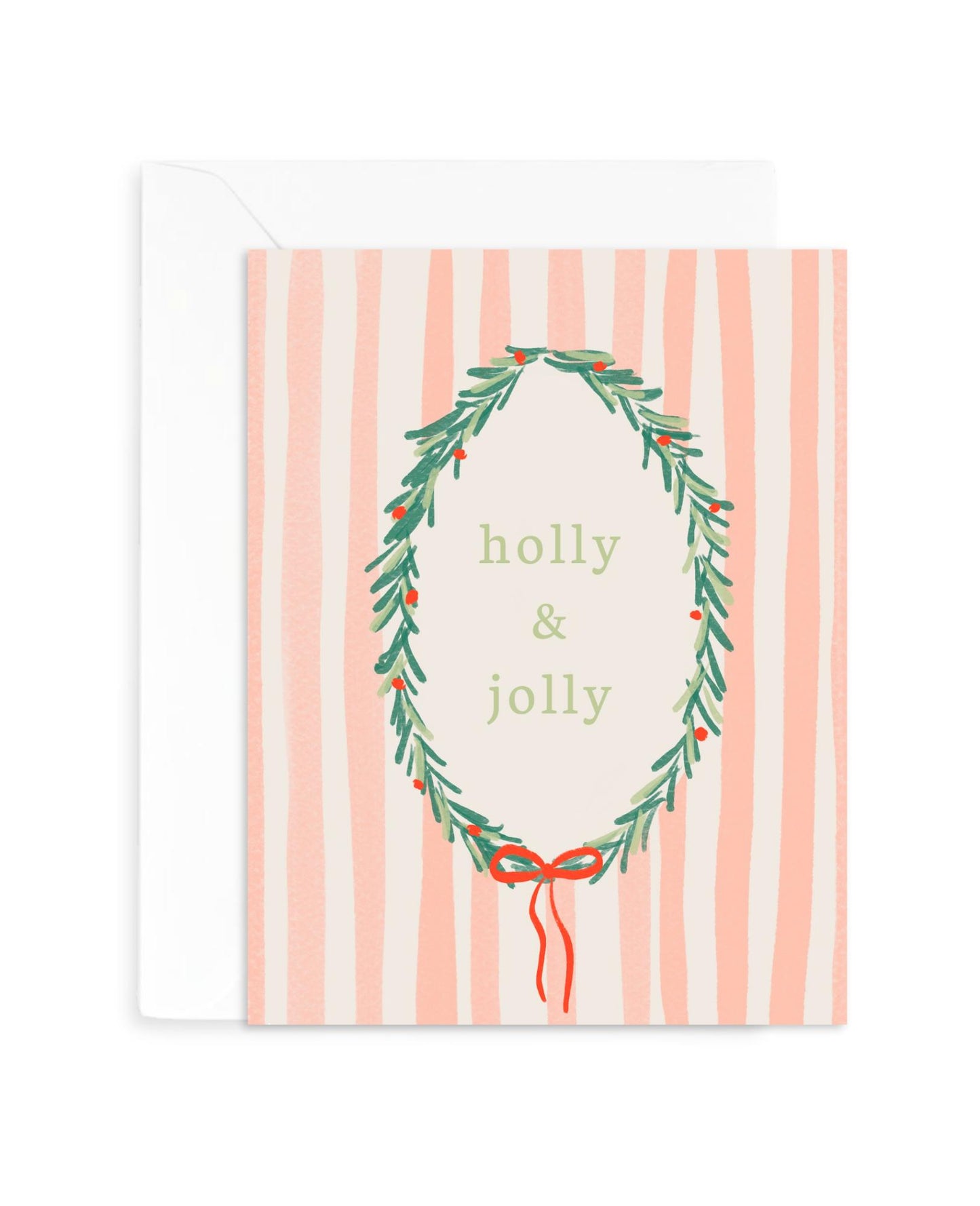 Holly and Jolly Card | Hand-drawn Cute Christmas Greeting Card Design | A2 Blank Inside
