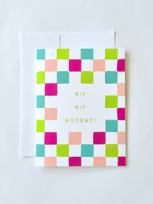 Hooray Checkered Card