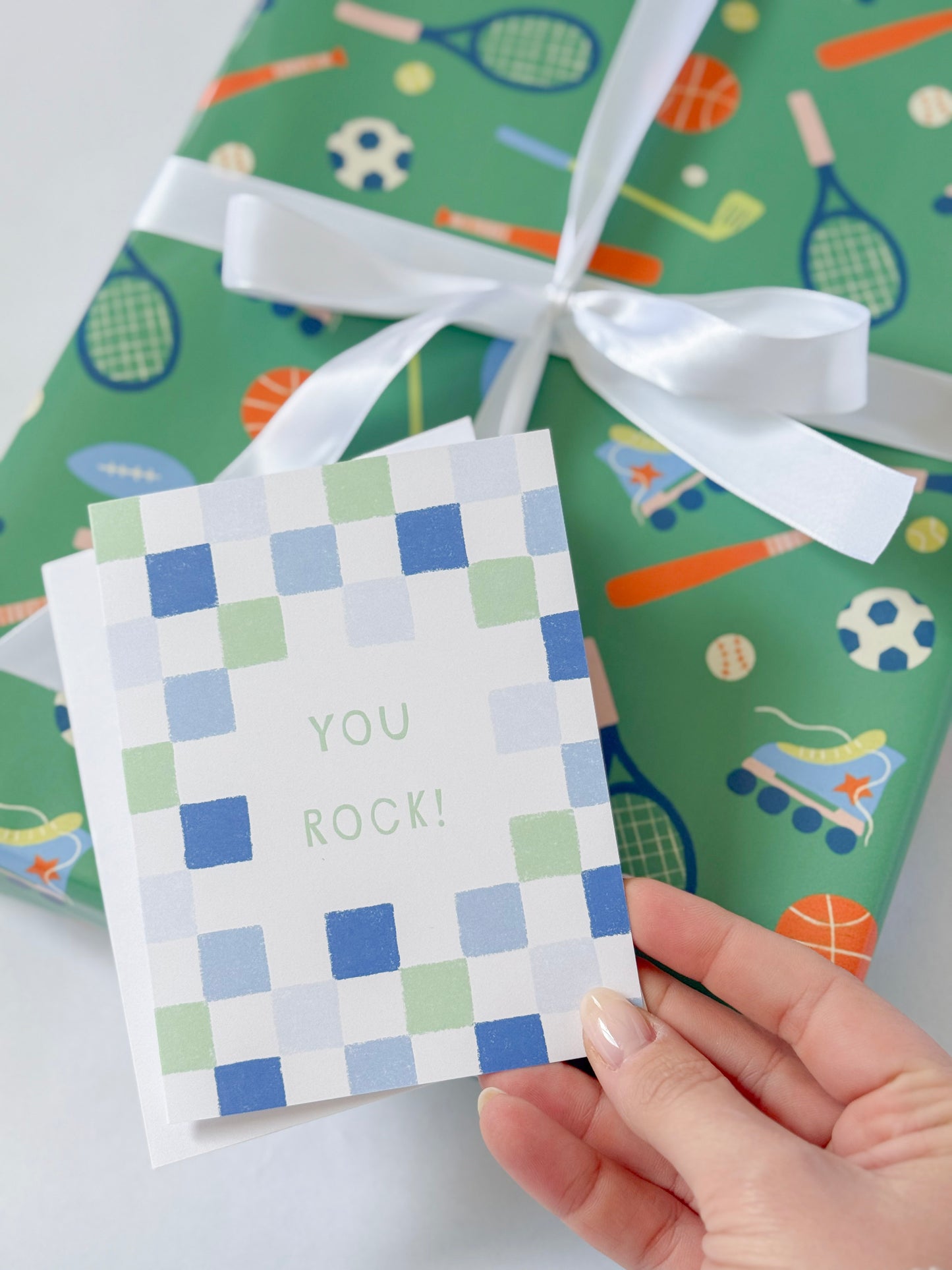 Green Sporty Gift Wrap | Continuous Wrapping Paper Roll | Sports Boy Birthday