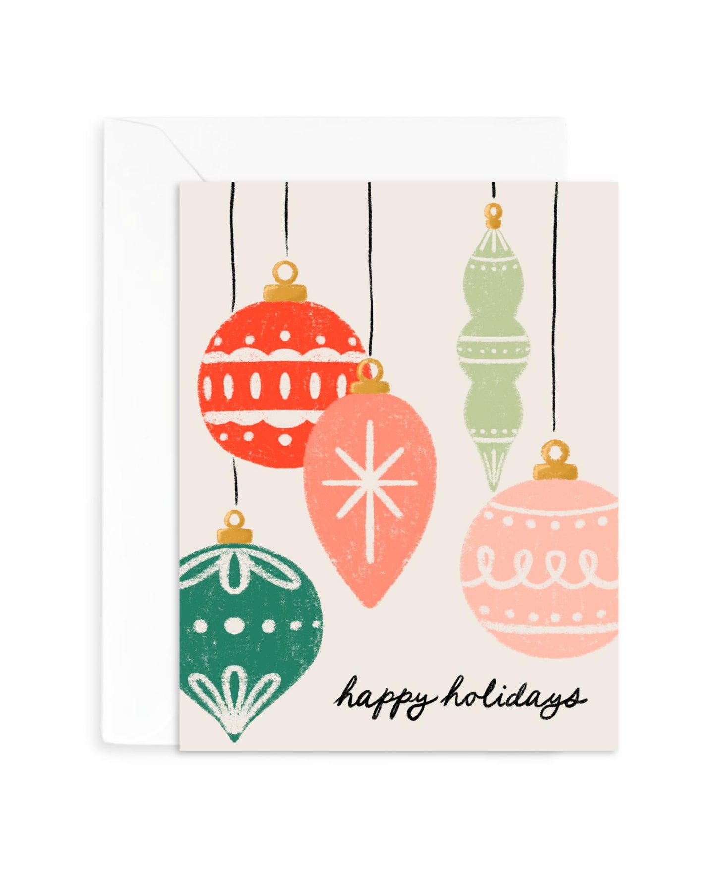 Ornaments Card | Hand-drawn Christmas Greeting Card Design | A2 Blank Inside