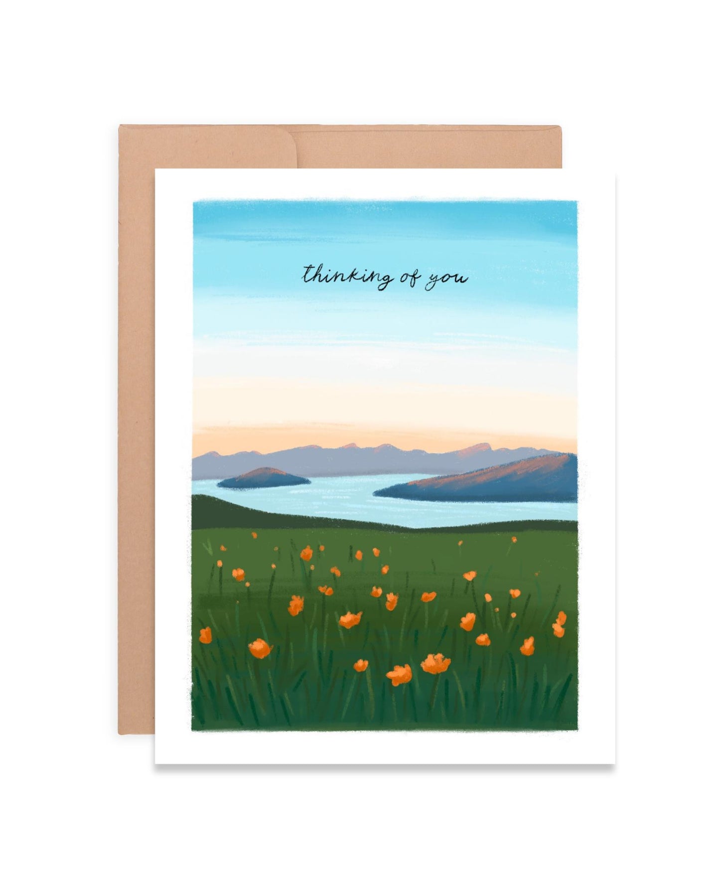 Thinking of You Card | Greeting Card for Sympathy or Everyday Occasion | Hand-Drawn Design | A2 Blank Inside
