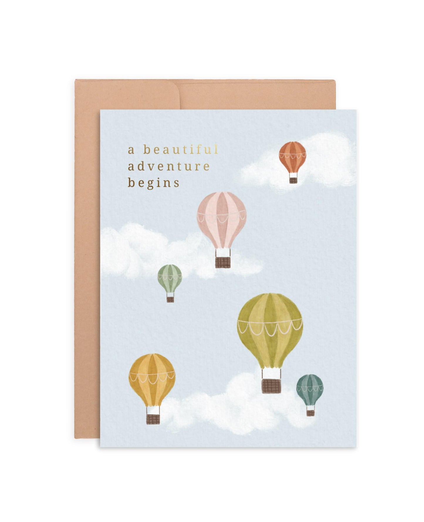 Hot Air Balloons Card | Baby New Beginnings Greeting Card | Foil Letter-Pressed | Shower Gift
