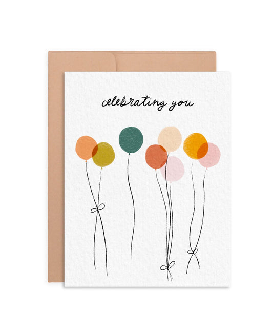 Balloon Birthday Card | Happy Birthday Greeting Card Hand-Drawn Design | For Him or Her A2 Blank Inside