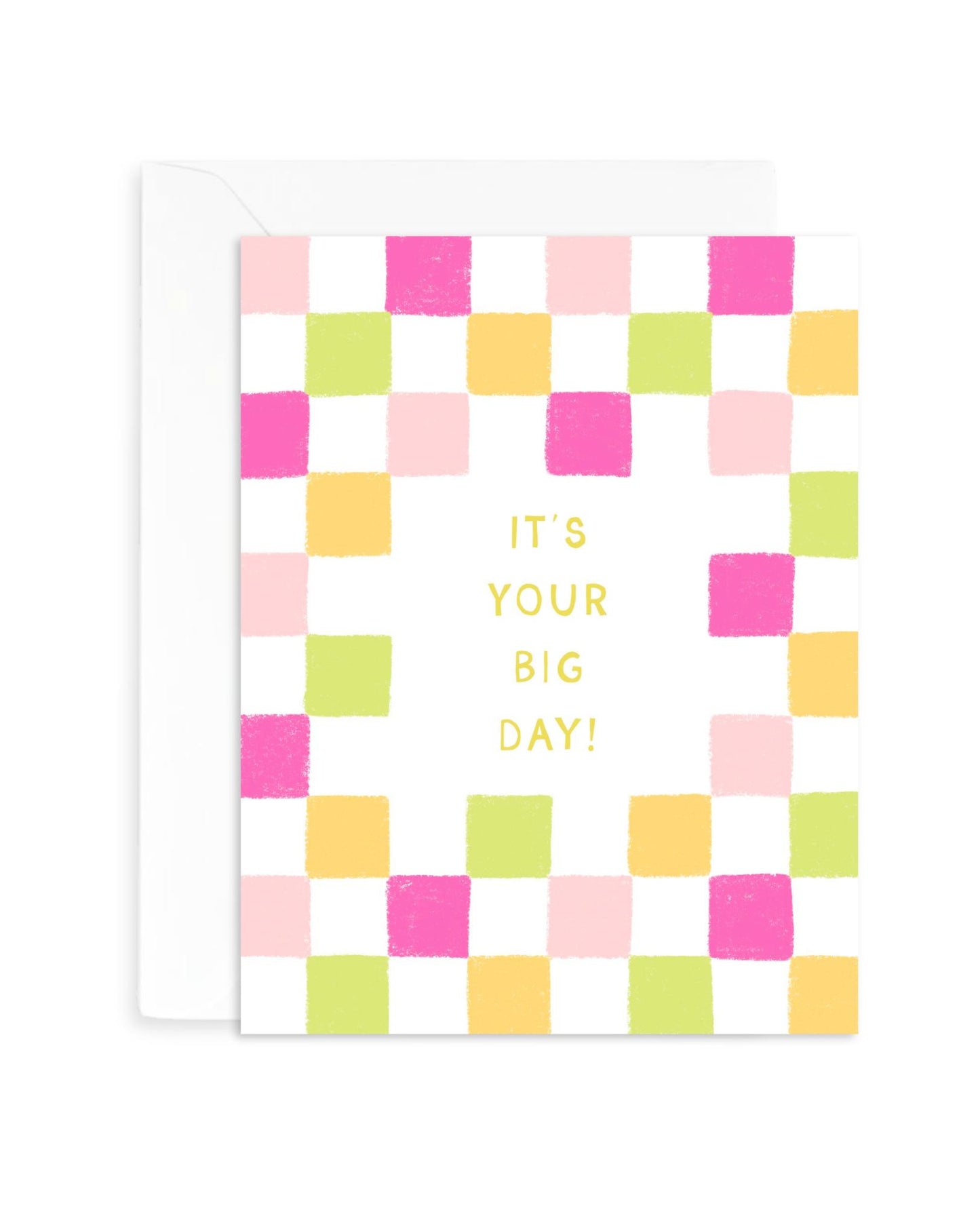 Big Day Checkered Card | Celebration Birthday Congratulations Greeting Card | Hand-Drawn Design | A2 Blank Inside