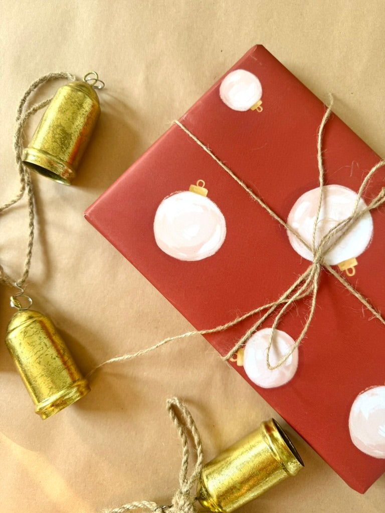 Red Ornaments Holiday Gift Wrap