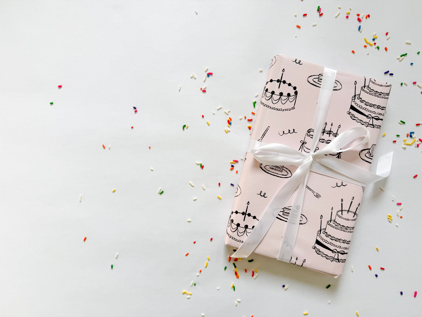 Vintage Birthday Cake Gift Wrap | Continuous Wrapping Paper Roll for Celebration