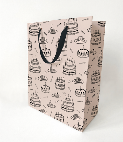 Vintage Cakes Gift Bag | Flat Ribbon Handle | Premium Matte Paper | Birthday Gifts for Her