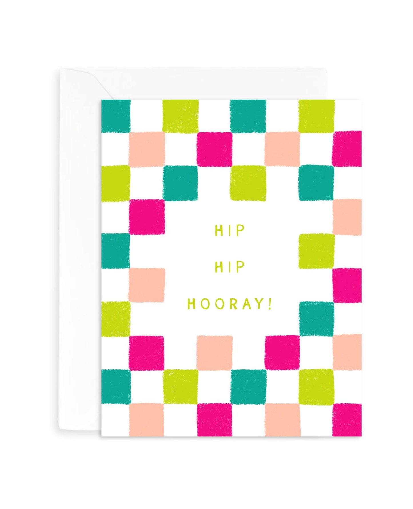 Hooray Checkered Card | Celebration Birthday Congratulations Greeting Card | Hand-Drawn Design | A2 Blank Inside