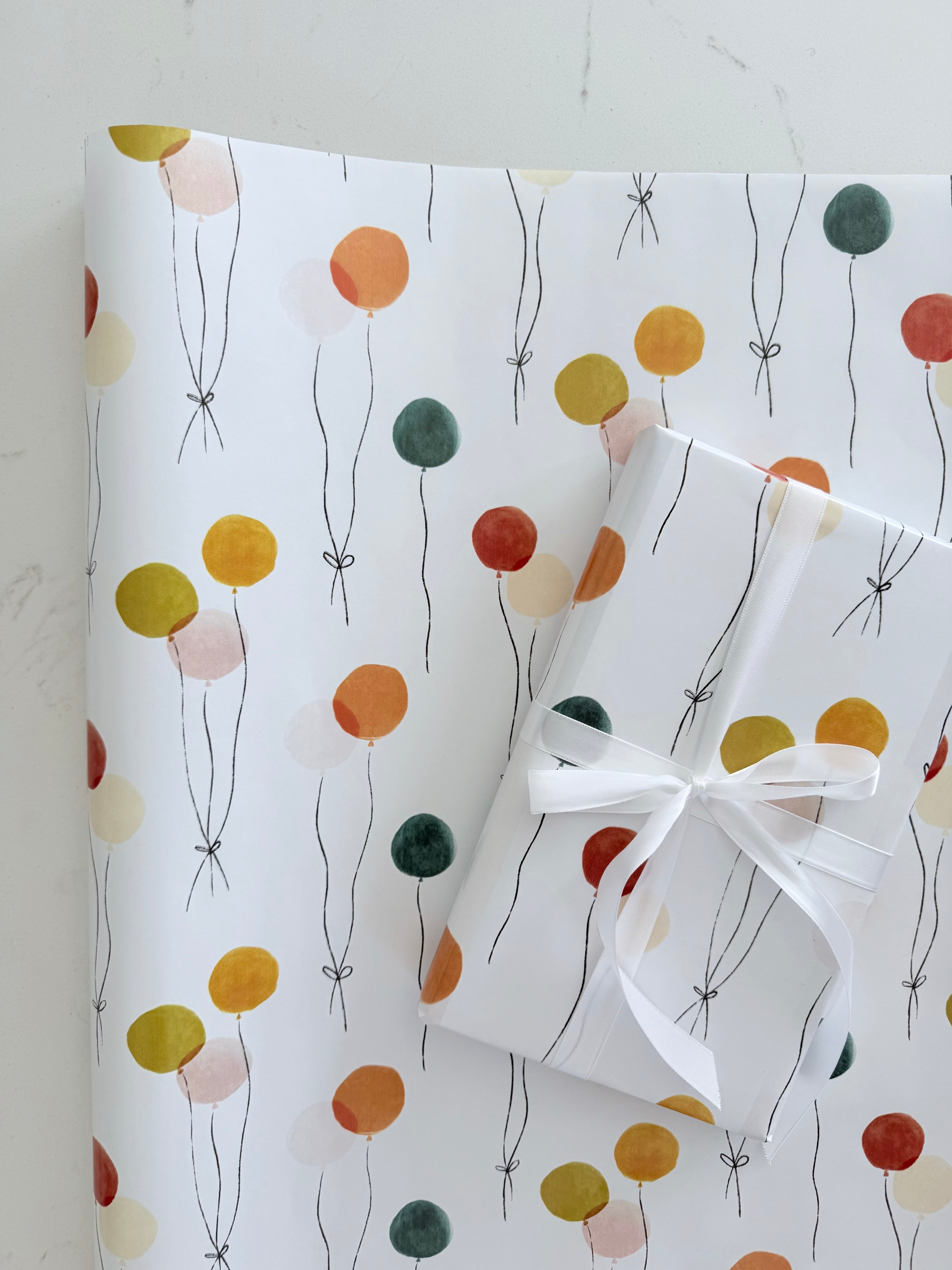 Floating Balloons Gift Wrap | Continuous Wrapping Paper Roll for Birth ...