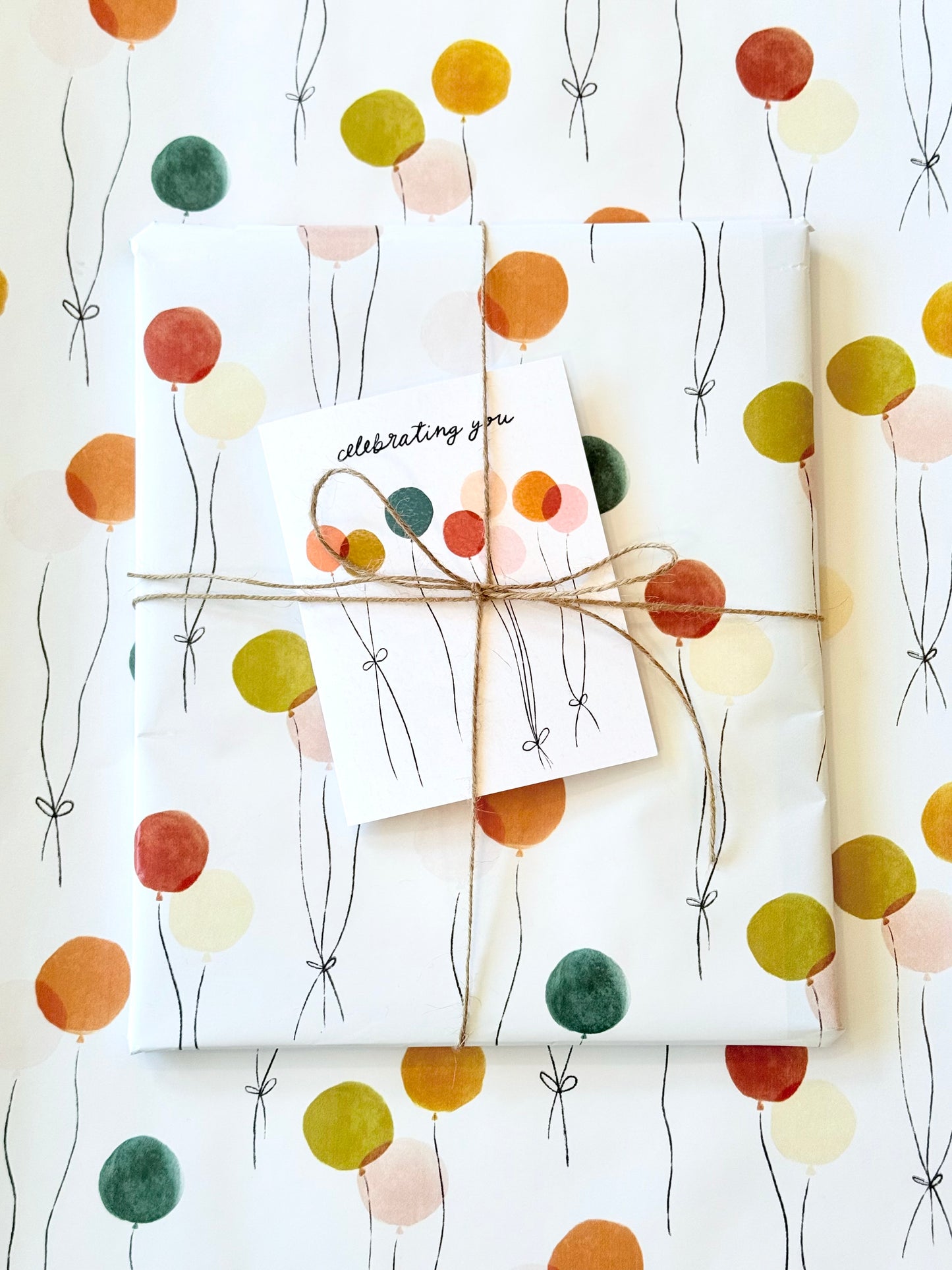 Floating Balloons Gift Wrap | Continuous Wrapping Paper Roll for Birthday Celebration