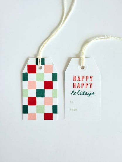 Checkered Holiday Gift Tag Set