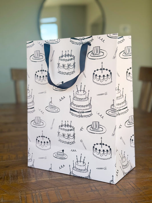 Vintage Cakes Gift Bag | Flat Ribbon Handle | Premium Matte Paper | Birthday Gifts for Her
