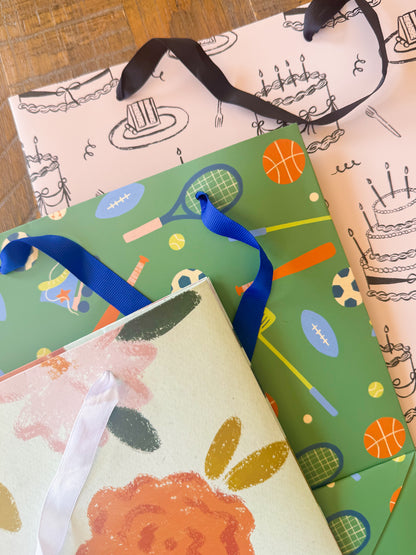 Floral Gift Bag | Flat Ribbon Handle | Premium Matte Paper | Spring Mother's Day Gifts for Her