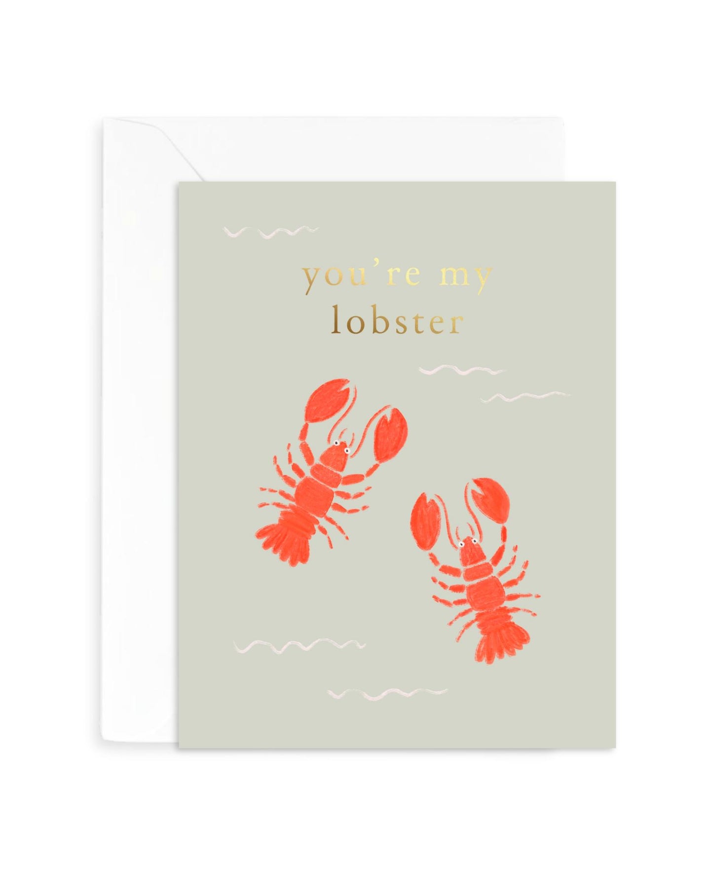 Lobster Card | Funny Pun Valentine's Anniversary Greeting Card | Foil Letter-Pressed | Love Gift for Him Her