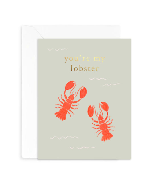 Lobster Card | Funny Pun Valentine's Anniversary Greeting Card | Foil Letter-Pressed | Love Gift for Him Her