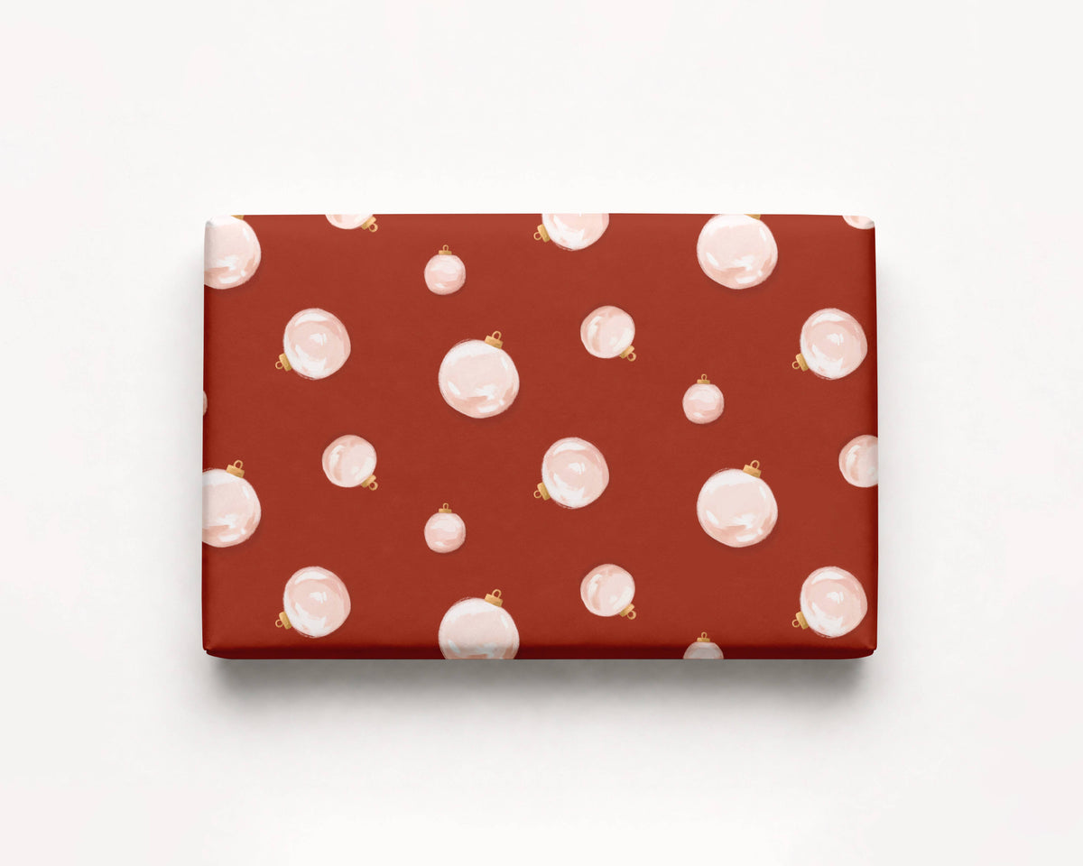 Red Ornaments Holiday Gift Wrap