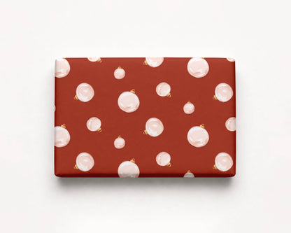Red Ornaments Holiday Gift Wrap