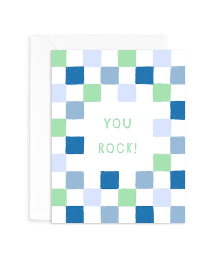 You Rock Checkered Card | Greeting Card for Dad or Coach | Hand-Drawn Design | Gift for Him | A2 Blank Inside
